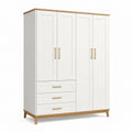Armadio a tre ante in MDF e legno bianco e rovere