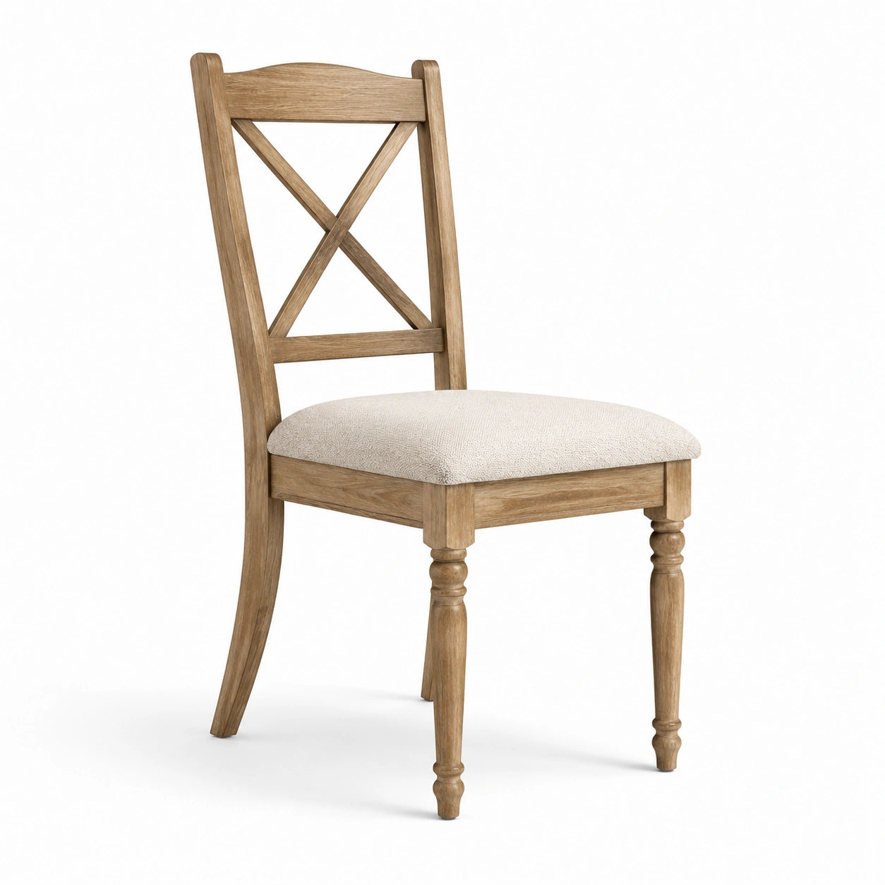 Sedia da pranzo in legno con seduta in tessuto beige