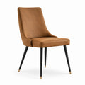 Sedia in pelle sintetica marrone con gambe in metallo
