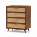 Cassettiera legno e rattan marrone 85x40x110 cm