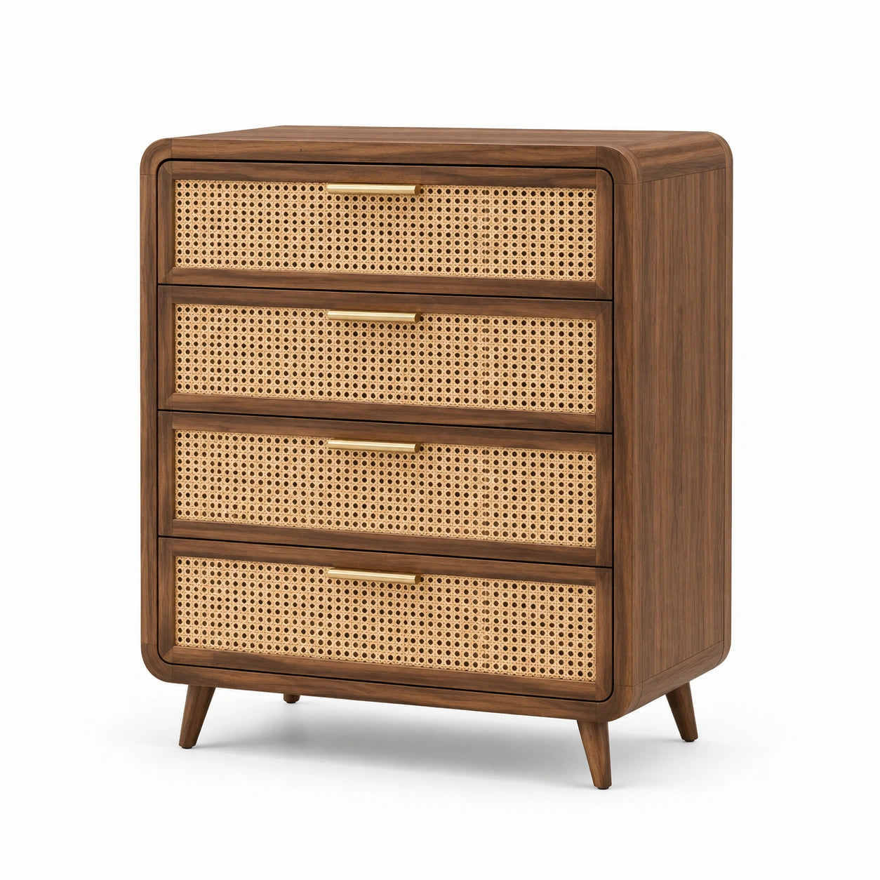 Cassettiera legno e rattan marrone 85x40x110 cm