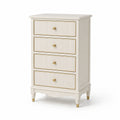 Cassettiera in legno con 4 cassetti crema e dettagli oro 90x45x40 cm