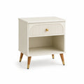 Comodino in legno e MDF crema con cassetto 40x30x60 cm
