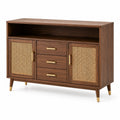 Credenza in legno con ante in rattan e 3 cassetti