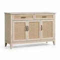 Credenza in legno e rattan naturale beige 85x130x40 cm