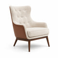 Poltrona con Schienale Alto in Tessuto e Ecopelle Beige e Marrone